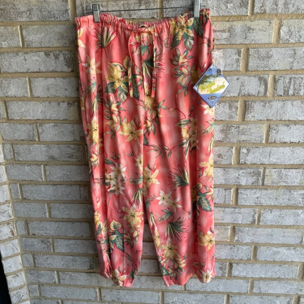 Island Traders Multi Color Island Floral Print Pants Women's Size XL.